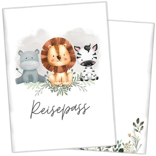cozy racoon NEU Reisepasshülle für Kinder | Hochwertige Hülle für den Reisepass Deines Kindes |Design Wilde Freunde (ohne Personalisierung)
