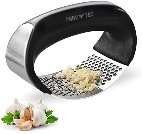 Garlic Ginger Press Rocker Squeezer, Handheld Crusher, Ergonomic Handle, Stainless Steel Mesh, Crush, Mince, Vegetables, Easy to use Easy to Clean, Effortless, Safe, Effective, Essential Kitchen Tool