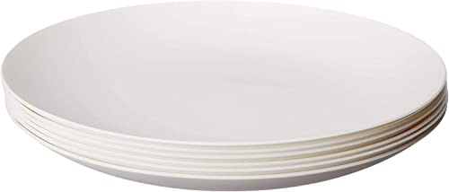 Nobel Melamine Dinner Plates, Unbreakable, Flat Bottom, Space-Saving Stackable Design, Shatter-Resistant, Pack of 6, 27 cm Dia.