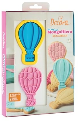 Decora 0255035 emporte-pièces et marqueurs 3D montgolfières, en plastique, le kit idéal pour créer des décorations en pâte de sucre ou en caoutchouc, fabriqué en Italie, design original. Lot de 3