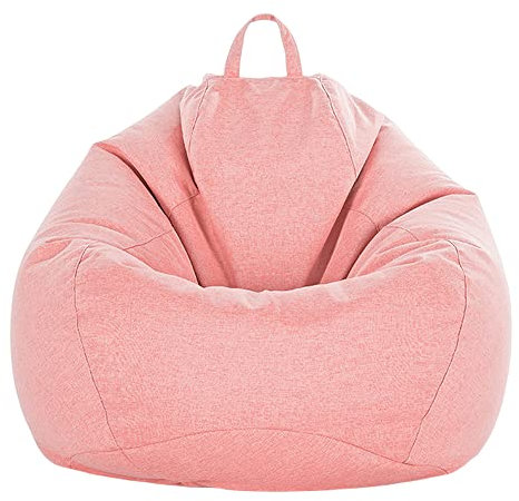 FANSU Colori Solidi Copertura per Poltrona, Sacco Puff Poltrona Senza Riempimento, Poltrona a Sacco Pigro Poltrona con Zip, Pouf Poltrona per Adulti e Bambini (100x120cm,Rosa)