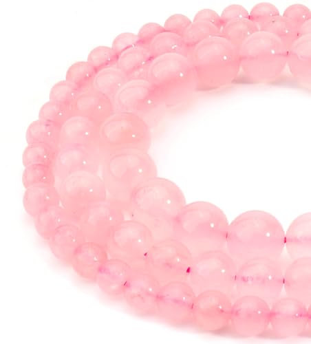 HAAMIIQII 30pcs 12mm Natural Rose Quartz Beads Genuine Crystals Round Loose Gemstone Beads for Jewelry Making DIY Bracelet Necklace