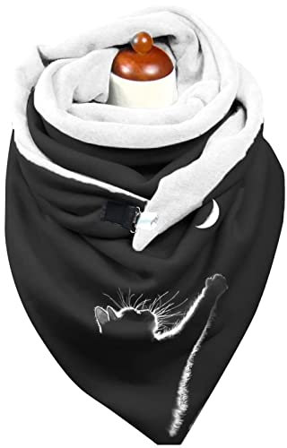 Didadihu Dreieckstuch Damen Winter - Schwarz Schwarz Dreieckstuch Gestreift Musselin Fleeceschal Atmungsaktiv Dreiecksschal Vintage Ausgefallene Schals Halstuch Cashmere Schal