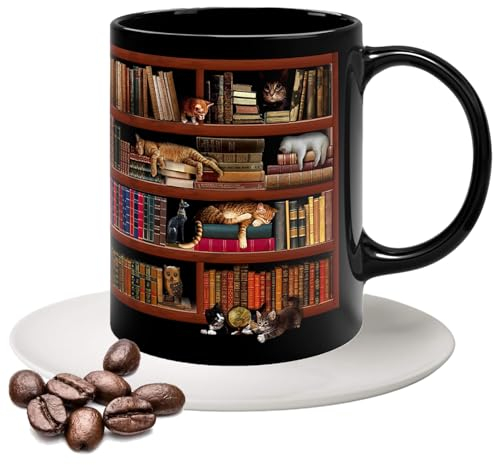 Taza de café con estantería para Libros, Taza de café de cerámica de 330 ml, Taza de café Bookshelf Taza de café, Biblioteca estantería, Tazas de café, diseño de Espacio Creativo Taza de