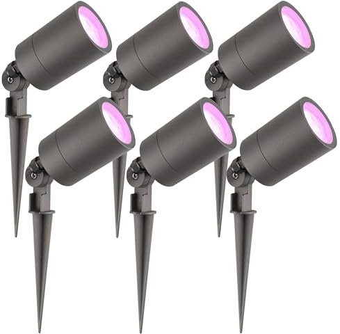 Ledvion - 6X RGBWW LED Strahler, Anthrazit, IP65, 5W, RGBWW, 2 Meter Kabel, LED Strahler, Außen Garten Spot
