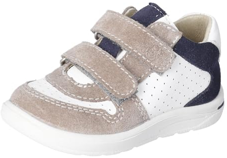 RICOSTA Jungen Stiefel EMMO, Kinder Lauflernschuhe, Weite: Mittel, lose Einlage, Klettstiefel, Booties, Leder, Weiss/Nautic (810), 25 EU