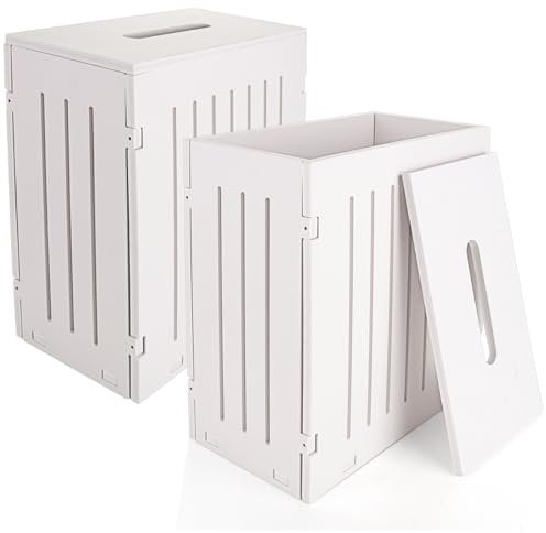 MUXHEL 2PCS Bathroom Storage Box 31x17x33cm Wooden Slim Bathroom Storage Unit Toilet Roll Storage Box Freestanding Toilet Roll Cabinet for Cleaning Products & Toilet Roll