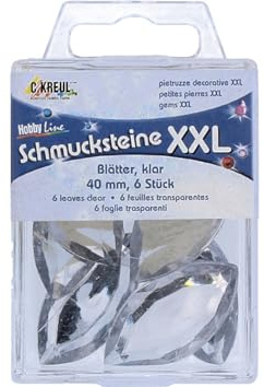 KREUL 49683 Dekosteine XXL, facettierte Klinge, transparent, 40 mm, 6 Stück