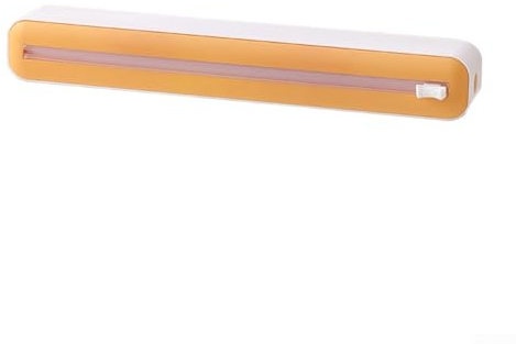 Distributeur de film étirable magnétique et découpeur, distributeur de film alimentaire 2 en 1 avec boîte de rangement en aluminium (jaune)