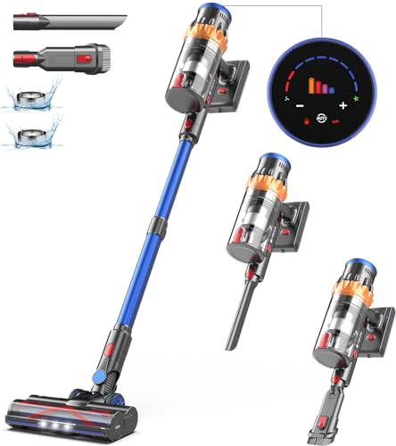 MIBODE Aspirateur Balai sans Fil, 550W/45Kpa/70Mins Aspirateur sans Fil avec écran Intelligent, Aspirateur Balai avec Mode Automatique et Brosse Anti-emmêlement pour Tapis, Sols Durs, Poils d'animaux