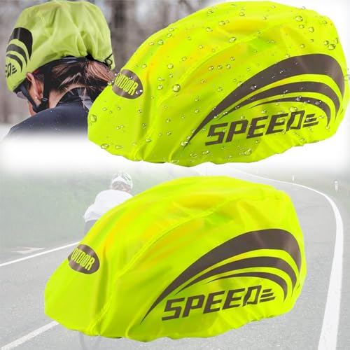 Mikqky 2 Stück Fahrradhelm Regenschutz Reflektierend, Universeller Helm-Regenschutz, Helmüberzug Fahrradhelm Wasserdichter, Wasserdichter Helmüberzug, Regenschutz Fahrradhelm Für Alle Helme(Grün 80cm)