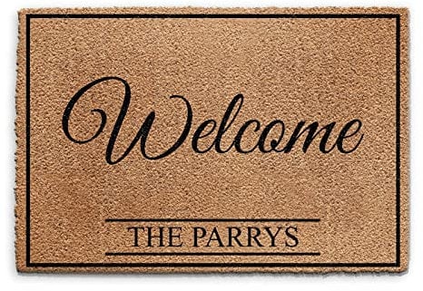Personalised Doormat (60cm x 90cm) Small, Customise with Name, Initial, Text, Coconut Core Fibre Heavy Duty Mat, Rug, Family Name Welcome Indoor Natural Coir Regular Door Mat