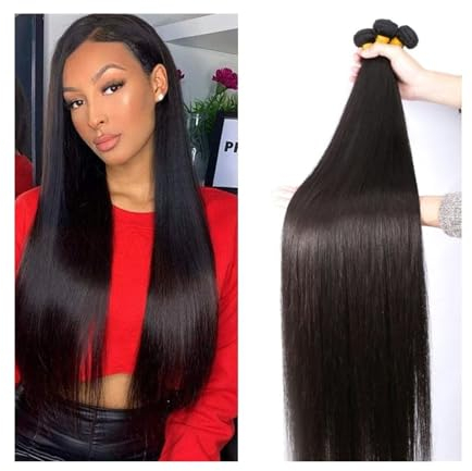Haarverlängerungen Gerade Menschenhaar-Bündel, 20,3–101,6 cm, glatte Haarverlängerung, 1/3/4 Stück, knochengerade Bundles for schwarze Frauen, indische Remy-Haarverlängerung Echthaarbündel(Size:20inch
