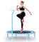 FitinOne 200KG Faltbares Fitness Mini Trampolin Ø 102CM mit Bungee Bänder, 5-Fach Verstellbarer Schaumstoffgriff, Cross Jump Indoor-Trampolin für Kinder und Erwachsene