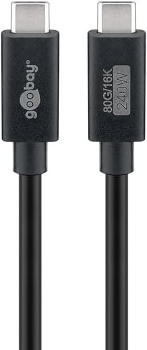 goobay - USB-C Schnellladekabel, USB4 Version 2.0, 240 W, 80 Gbit/s, Power Delivery, Thunderbolt 4/3, schnelle Datenübertragung, kompatibel mit iPhone 15 Pro/Max, MacBook Pro/Air, iPad, 74376