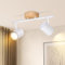 Deboola LED soffitto 2 fiamme - lampada da soffitto vintage in legno, spot girevole GU10, proiettore parete per corridoio, salotto, camera, cucina, soggiorno, senza lampadine