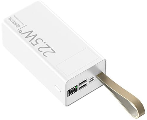 50000Mah Power Bank Huge Capacity, 25W Fast Charging Portable Charger with Flashlight And LED Display, 3 Outputs & 2 Inputs External Battery Pack,White
