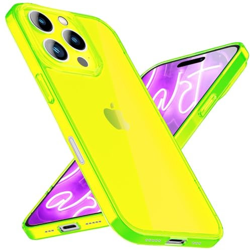 NALIA Cover Traslucido Neon compatibile con iPhone 16 Pro Custodia, Trasparente Colorato Lucido Colore Intenso Anti-Giallo, Copertura Sottile Silicone Morbido Chiaro Flessibile Case, Colore:Giallo