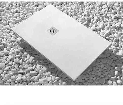 Receveur de douche 85 x 170 cm Slim Blanc en résine synthétique et poudre de marbre avec bonde offerte