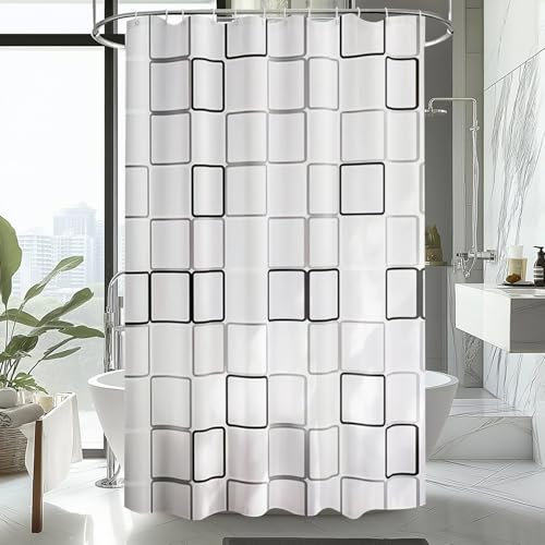 wiipara Duschvorhang 180x200, Waschbar Badvorhang Anti-Schimmel PEVA Badezimmer Vorhang Shower Curtains Duschvorhang Kasten, Badevorhang Duschvorhänge für Badewannen inkl. 12 Duschvorhangringe