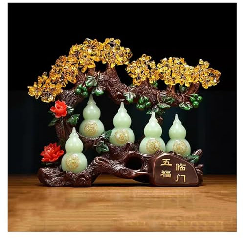 Money Tree Gelber Kristallkürbis-Glücksbaum, Kristallgeldbaum, Bonsai-Stil-Dekoration for Glück und Reichtum, Einweihungsgeschenk, Kristallbonsai-Glücksgeldbaum Feng Shui Decor Tree(Blue,Groß)