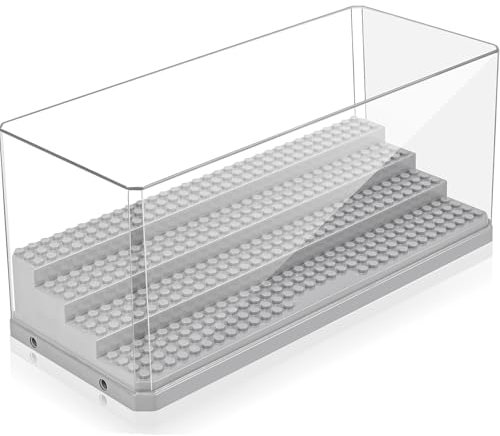 Zoelele Minifiguren Vitrine, 4 Layers Stapelbar Acryl Middle Display Box für Puppen, Staubdicht Display Storage Case für Figur Spielzeug Sammlung, Keine Montage Erforderlich (Grau)