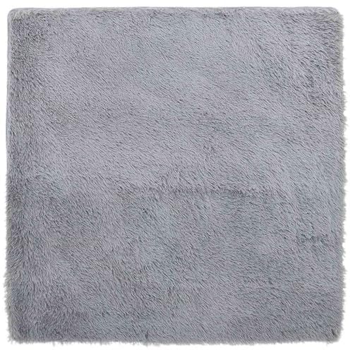 vidaXL Teppich Shaggy Hochflor Silbergrau 120x120 cm Polyester, Teppich, Schlafzimmerteppich, Teppich Modern, Wohnzimmerteppich, Flauschiger Teppich