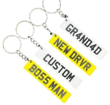 Fiona's Favourites Custom UK Registration Number Plate Keyring, Customisable Car Keys, Drive Safe Keychain, Number Plate Keychain, Gift For Dad, Gift for Mum