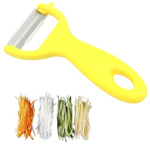 Rocky Mountain Goods Julienne Peeler Vegetable Slicer - Fine Grater for Salads and Stir Fry, Stainless Steel, Safety Cover, Dishwasher Safe - For Carrots, Zuchini Noodles, Cucumbers, Potatoes, Peppers