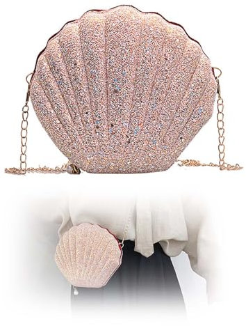 ZHYUAN Conchiglia borsa donna,Borsa di conchiglia,Borsa Da Sera un Tracolla un Catena,Borsetta da donna a forma di conchiglia,Clutch Conchiglia,Borsa a Tracolla Conchiglia,Pochette Conchiglia