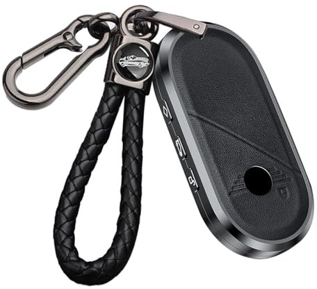 ontto Autoschlüssel Hülle Schlüsselanhänger Schlüsselhülle Metall Leder Schutzhülle Kompatibel mit BMW Mini Countryman Cooper One Aceman 2023 2024 2025 Schlüsselcover Zubehör-Schwarz