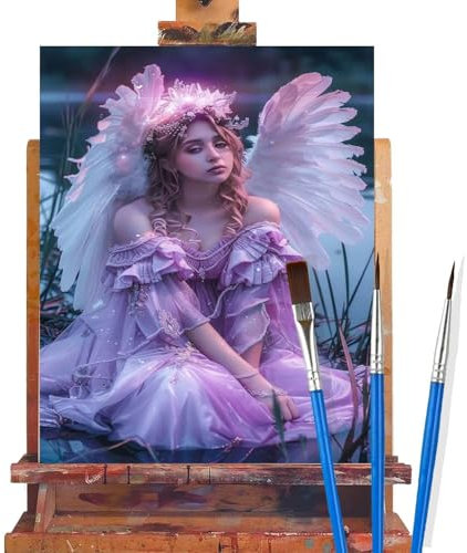 Malen Nach Zahlen Erwachsene Engel,Flügel Malen Nach Zahlen DIY set Handgemalt Ölgemälde,Mit Pinseln und Acrylfarbe,Bastelset Erwachsene Frauen für Geschenke und Home Wand Dekoration (30x40cm) K51