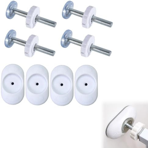4 Stück Druckschrauben und 4 Stück Sicherheits Wandschutz Pads, Treppengitter Schrauben, Gewindespindelstangen Klemmschrauben ohne Bohren für Haustier Treppengitter Kindergitter Baby Gate, Weiß