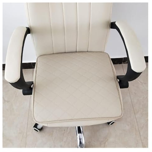 (Set of 1/2/4) Leather Seat Cushion, Anti-Slip Waterproof Office Computer Chair Boss Dining Chair Pads Car Sofa Seat Pads ((Beige,50 * 50cm(1Pack))