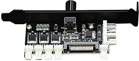 PENCHEAK Computer Chassis Fan Speed Controller PCI Bit 8 Way Cooling Fan Speed Controller Can Be Shut Down Aluminum 4Pin