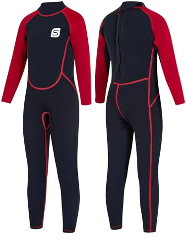 Summshall Traje de neopreno para niños de 2,5 mm, térmico, para natación, buceo, surf, traje de neopreno largo y cálido, para niñas y niños, protección UV y ultra elástico