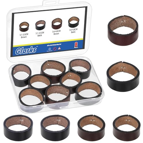 Glarks 8pcs 13,5 x 28mm 16 x 33mm Leder Gürtel Schleife Keeper Set, schwarz, braune Farbe, Leder Ring End Strap Halter für Gürtel Schnalle Extra Länge Gürtels an Ort halten