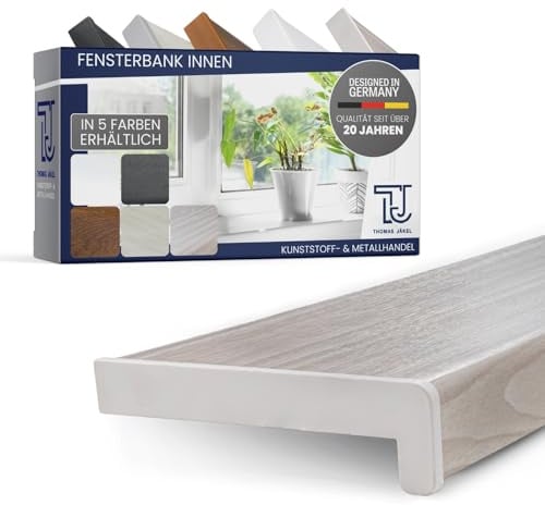 TJ Fensterbank Innen I 20 x 90 cm I Skandinavische Eiche I hochwertige PVC Fensterbank mit Seitenabschluss I Fensterbrett kratzfest & feuchtigkeitsundurchlässig I Fenstersims für Innen