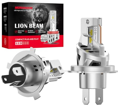 LUDUN H4 Halogen Auto Lampe 12V 60W – Extra Helle H4 Scheinwerferlampe mit Zulassung & E-Prüfzeichen – 5500K Weißes Licht für maximale Sichtbarkeit bei Nacht – langlebige Birne, 2 Stück