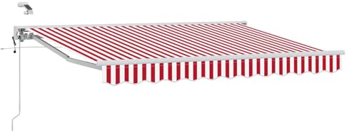 vidaXL Elektrische ausziehbare Markise Rot und Weiß 3 x 2,5 m, Garten Schattenlösungen, modernes Freiluftzelt, ausziehbares Markisen, elektrische Sonnenschutz, Verstellbarer Schirm