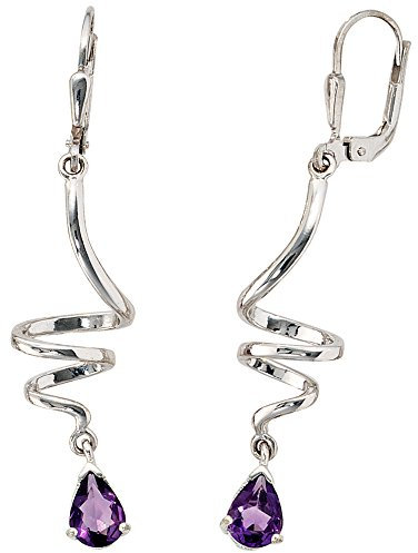 Jobo Damen-Ohrhänger aus 925 Sterling Silber mit Amethyst Tropfen 49 mm lang