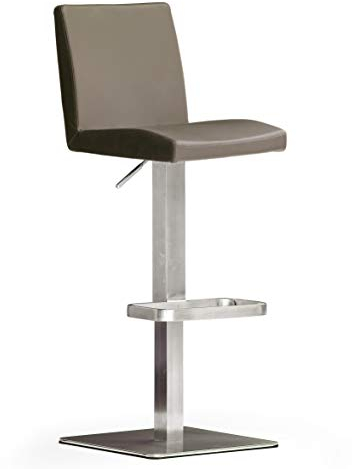 Robas Lund Barhocker Leder Cappuccino mit Lehne Barstuhl drehbar 180 Grad, Hocker höhenverstellbar, LO.PES