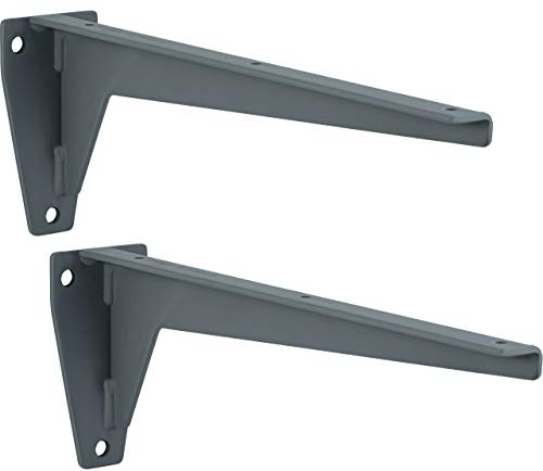 Gedotec Schwerlast-Konsole aus Stahl massiv | Tragkraft: 150 kg je Paar | Länge: 280 mm | 2 Stück Winkel-Regalträger | MIRA Winkelkonsole | Schwerlastträger in Grau grundiert | robuste Regalkonsolen