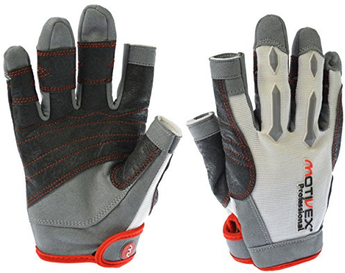 MOTIVEX® Professional Segelhandschuhe weiß/rot, Größen S bis XL