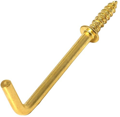 20MM Brass Shouldered Straight Cup Hook Dresser Screw In Small - Pack 20
