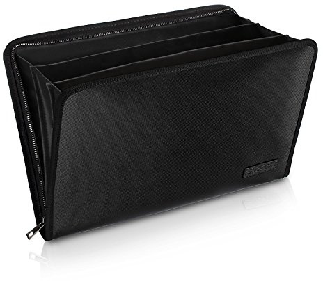 Fächermappe wichtiger Dokumenten-Organizer, feuerfeste und wasserdichte Dokumententasche mit A4-Größe, 3 Taschen, Reißverschluss, silikonbeschichtet, tragbare Aktentasche (36.3x24.9x4.1 cm)