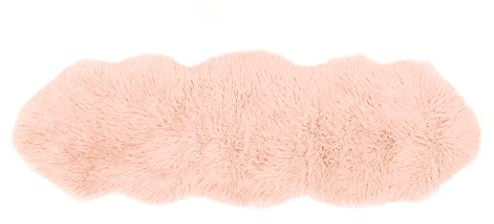 Teppich Wölkchen Schaffell Lammfell Imitat Fellteppich Kunstfell Teppich - Tischläufer Fell, Fell Läufer Flur, Bettläufer - Rosa - 55x160cm