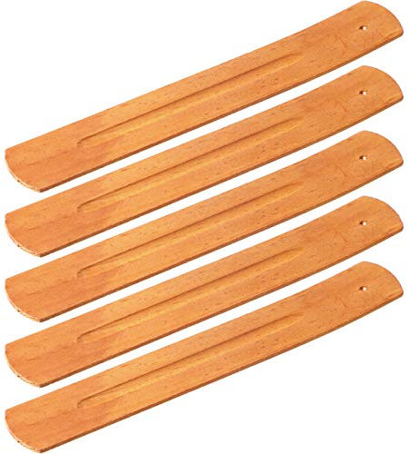 Lot de 5 porte-encens en forme de bâtonnets d'encens avec récupérateur de cendres, 23 cm de long (brun jaunâtre)