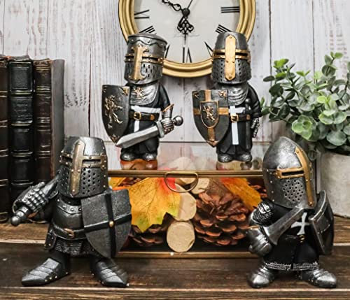 Ebros Gift Anime Chibi Renaissance Mittelalterlicher Kreuzritter Tempelritter Figur 11,4 cm hoch Miniatur Europäische Ritter Skulptur Dekor (Set von 4 Tempelritter)
