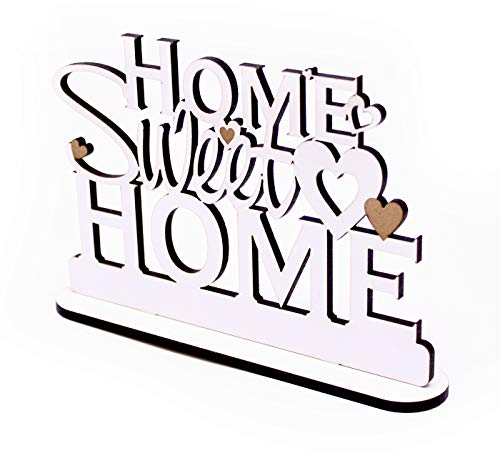 Deko Aufsteller - HOME Sweet HOME - Schild zum Hinstellen Schriftzug graviert 21x14cm